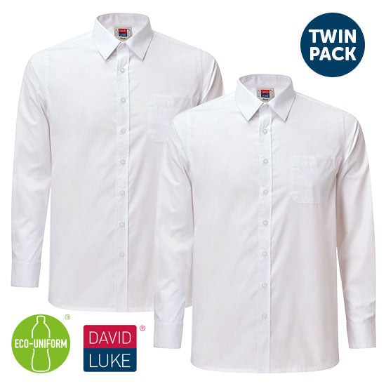 White School Shirt Long Sleeve - Twin Pack