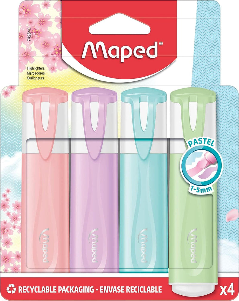 Maped Pastel Highlighter Pens - Assorted Colours (Pack of 4)