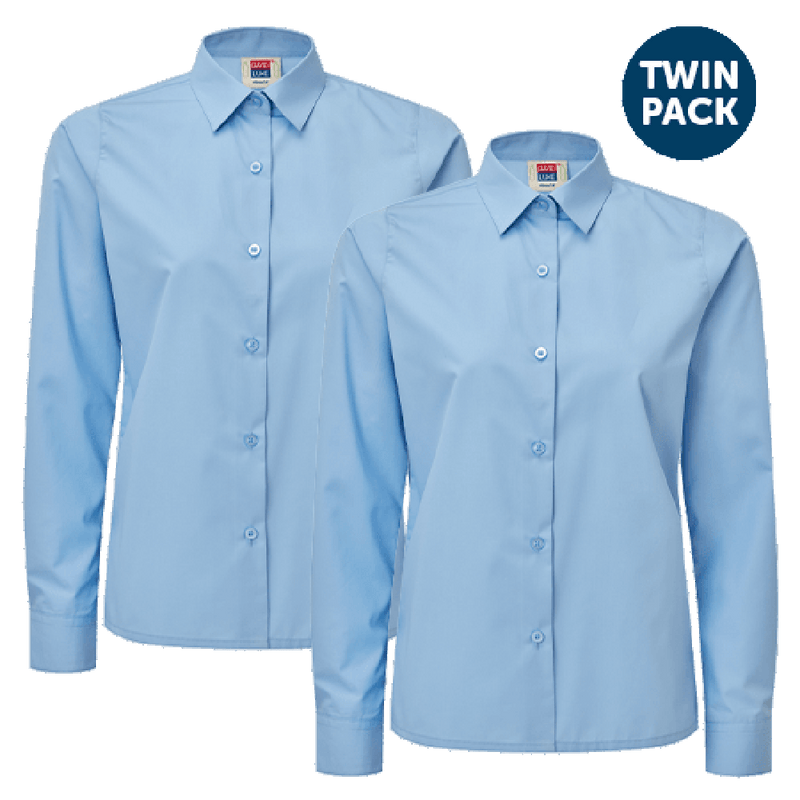 DL82 Blue Twin Pack Girls Long Sleeve Shirts 2 Pack