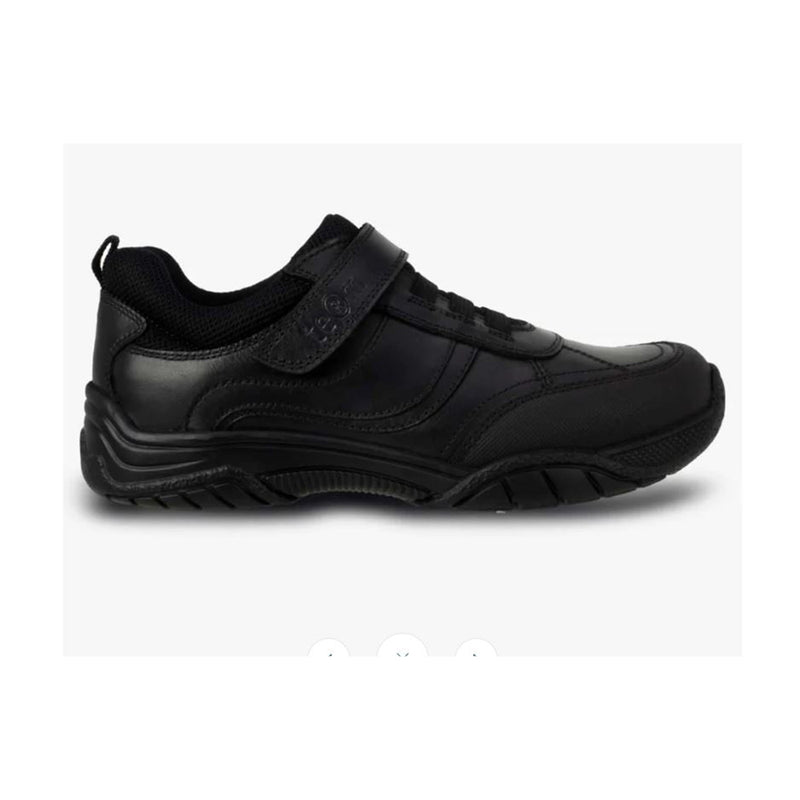 black leather velcro school shoes