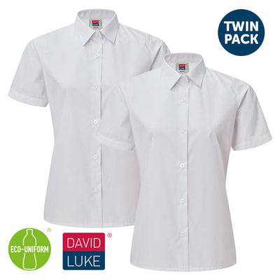 DL83 White Girls Short Sleeve School Shirt Twin Pack